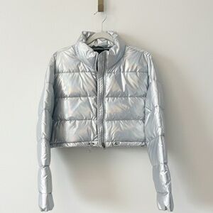 iHeartRaves Shimmering Silver Puffer Jacket